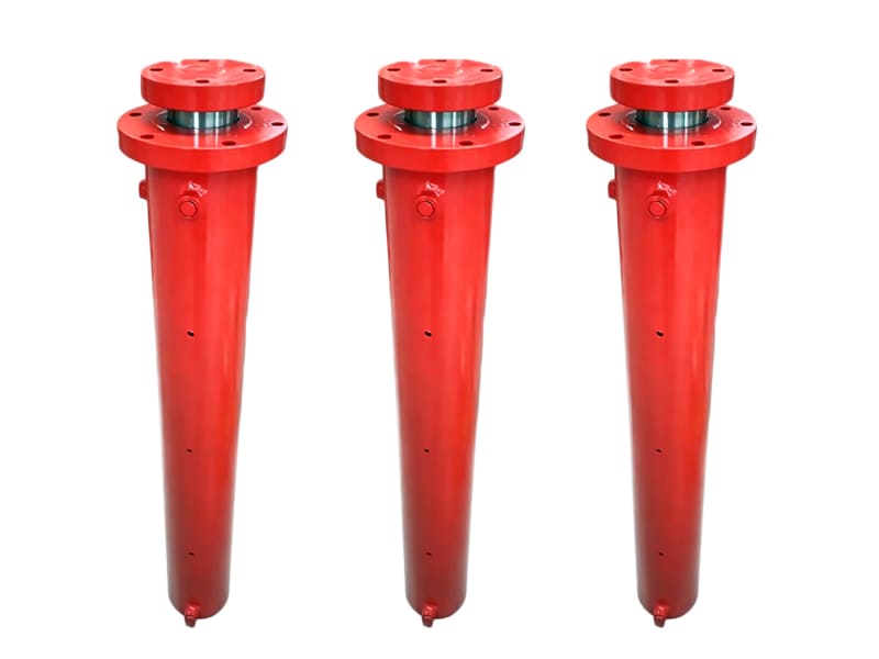 Red top flange welded hydraulic cylinder, double flange mounting hydraulic ram