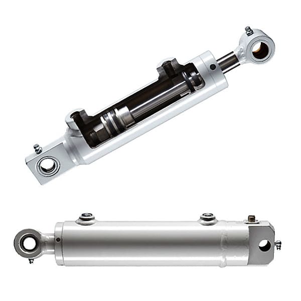 Cutaway view double clevis hydraulic cylinder, stainless steel welded hydraulic ram cross section