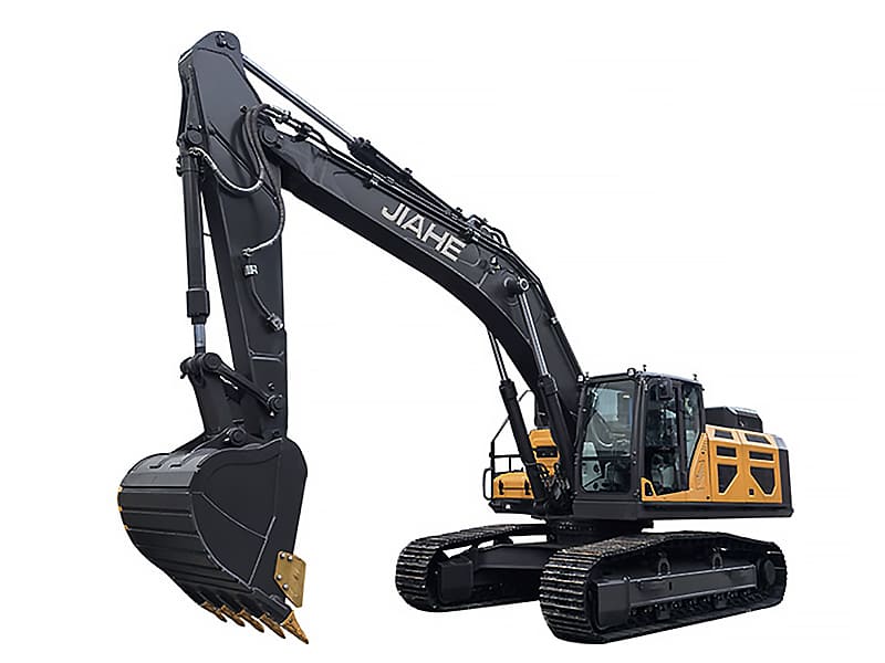 Large crawler construction excavator, complete boom arm bucket hydraulic cylinder system for earthmoving engineering