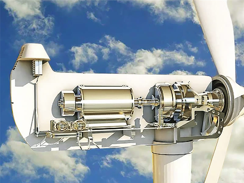 Wind turbine nacelle internal structure with single acting hydraulic cylinder system