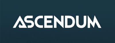 Dark Background White Ascendum Text Brand Logo