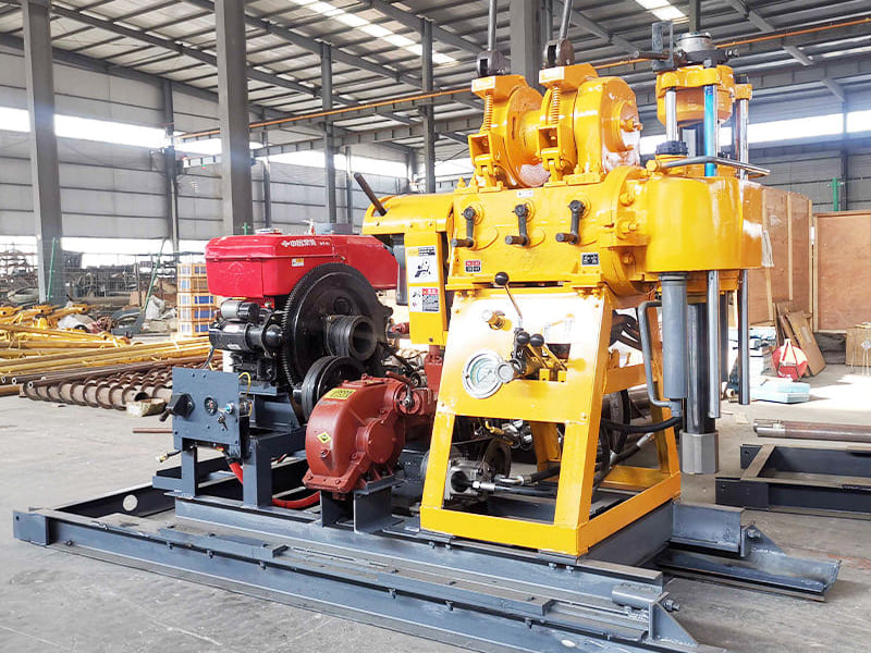 Diesel engine hydraulic core drilling rig, geological exploration drill machine in workshop