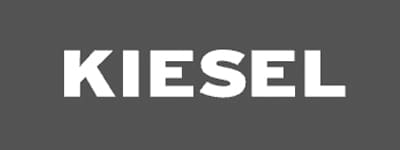 Bold White Sans-serif Kiesel Logo on Solid Dark Grey Background
