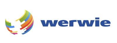White Background Werwie Logo with Multicolored Sphere Graphic