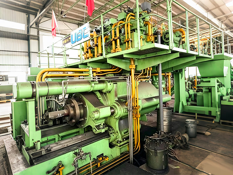 UBE hydraulic extrusion machine with complex hydraulic pipeline system inside factory