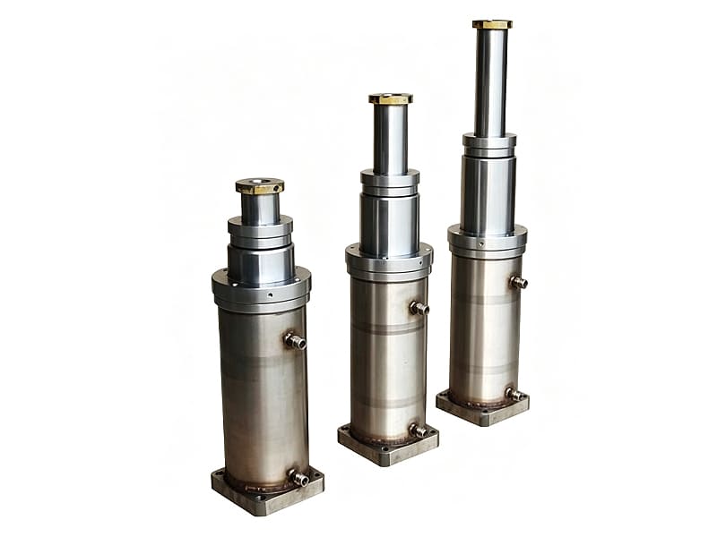 Telescopic multi‑stage stainless steel hydraulic cylinder group