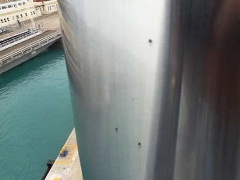 Hydraulic cylinder piston rod with pitting corrosion damage under coastal marine condition