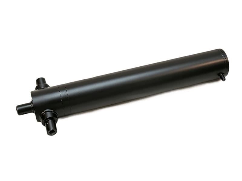 Matte black multi‑stage telescopic dump truck hydraulic cylinder with side oil ports