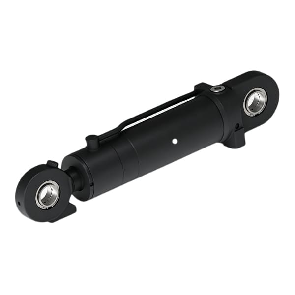 Short‑stroke black double‑action hydraulic cylinder with end eye mount