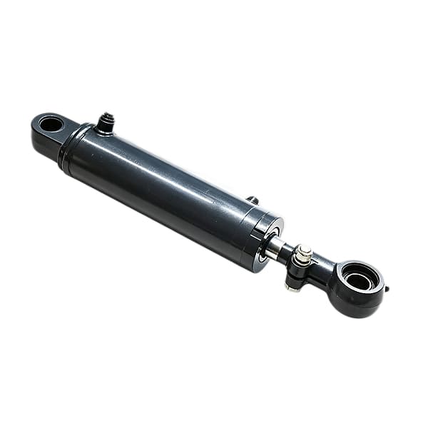 Black welded hydraulic cylinder with spherical plain rod end bearing
