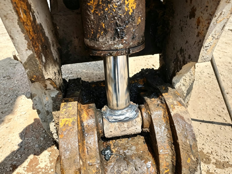 On‑site welding repair of hydraulic cylinder pivot connection on heavy equipment