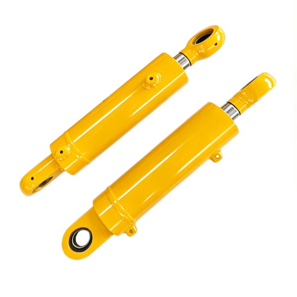 Yellow double ear hinged hydraulic cylinder, custom welded hydraulic ram for snowplow