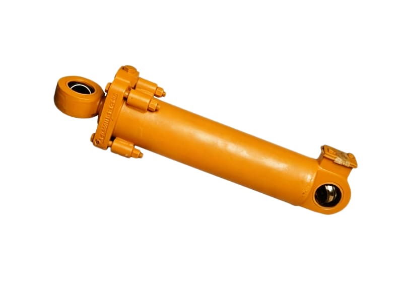 Orange welded hydraulic cylinder with spherical plain bearings for construction equipment