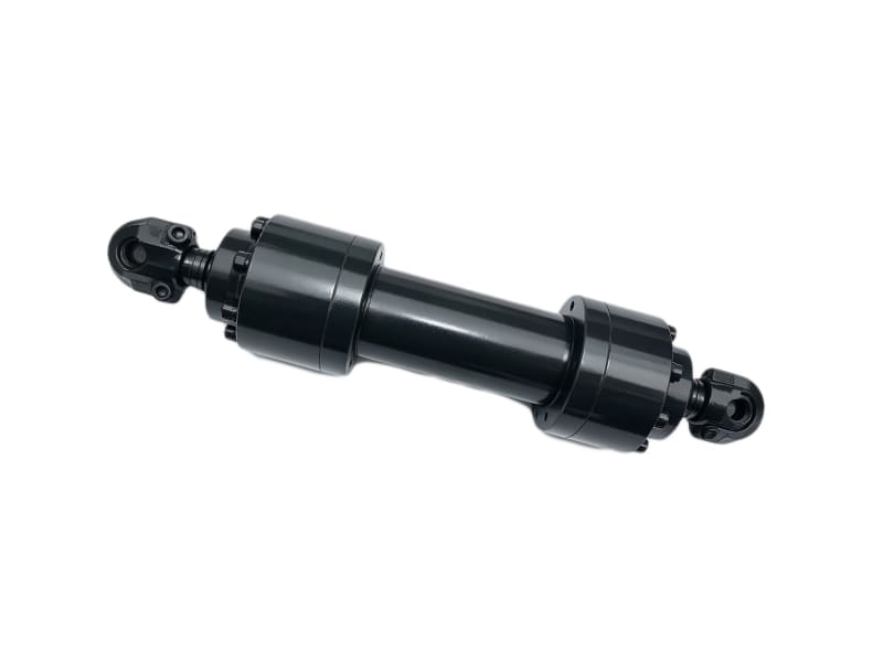Black heavy-duty double end rod hydraulic cylinder with flange connection