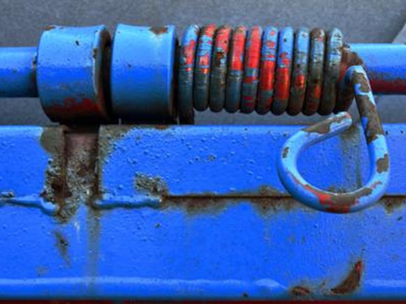 Corroded and scratched hydraulic cylinder piston rod on site