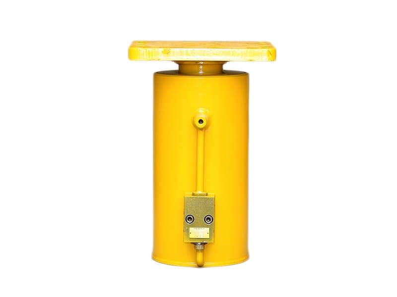 Yellow vertical flange hydraulic cylinder with built-in hydraulic lock valve, heavy load lifting hydraulic jack cylinder